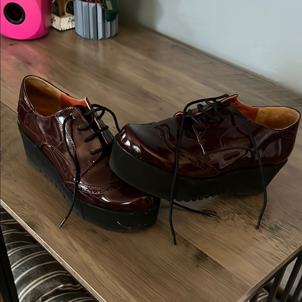 Women's Burgundy Platform Shoes